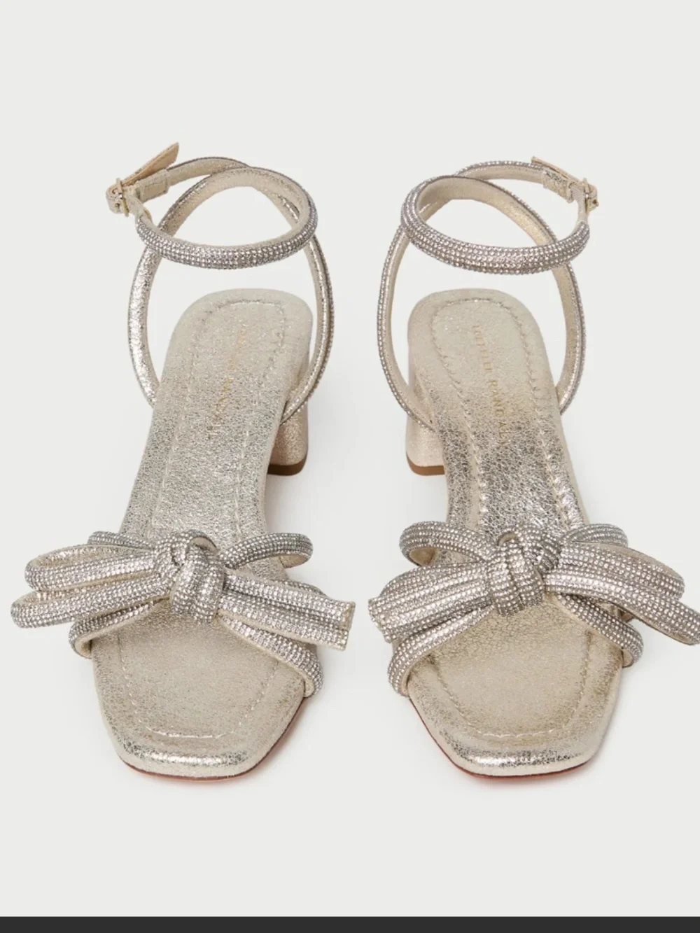Loeffler Randall Mikel Cappuccino Bow Mid−Heel Sandal